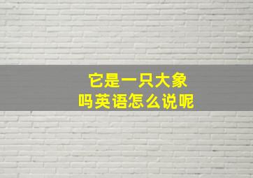 它是一只大象吗英语怎么说呢