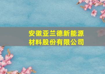 安徽亚兰德新能源材料股份有限公司