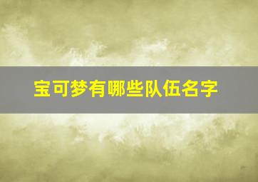 宝可梦有哪些队伍名字