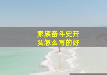 家族奋斗史开头怎么写的好