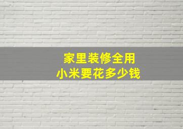 家里装修全用小米要花多少钱