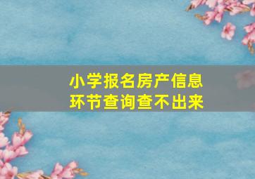 小学报名房产信息环节查询查不出来