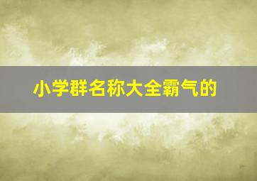 小学群名称大全霸气的