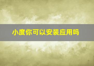 小度你可以安装应用吗