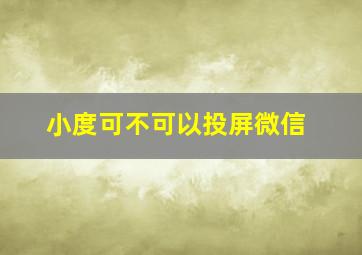 小度可不可以投屏微信