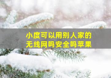 小度可以用别人家的无线网吗安全吗苹果