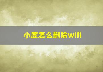 小度怎么删除wifi