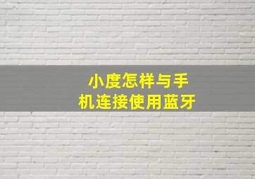 小度怎样与手机连接使用蓝牙