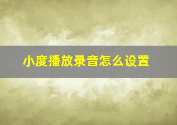 小度播放录音怎么设置