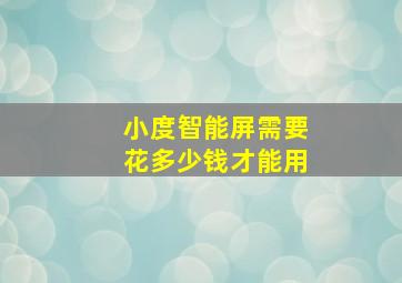 小度智能屏需要花多少钱才能用