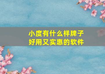 小度有什么样牌子好用又实惠的软件