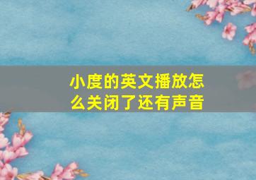 小度的英文播放怎么关闭了还有声音