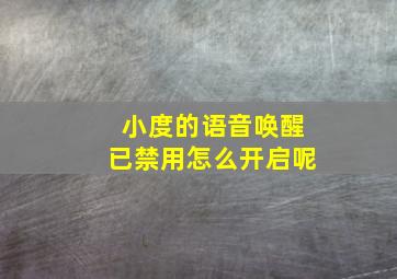 小度的语音唤醒已禁用怎么开启呢