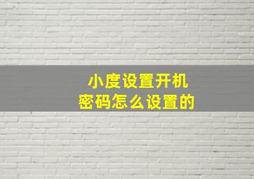 小度设置开机密码怎么设置的