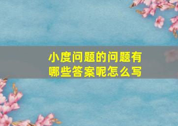 小度问题的问题有哪些答案呢怎么写