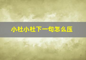 小杜小杜下一句怎么压