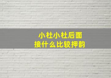 小杜小杜后面接什么比较押韵