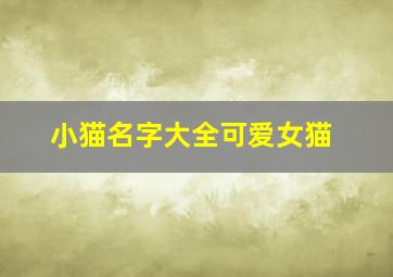 小猫名字大全可爱女猫