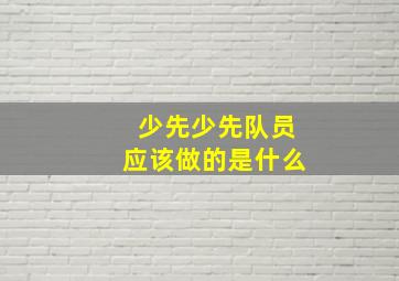 少先少先队员应该做的是什么