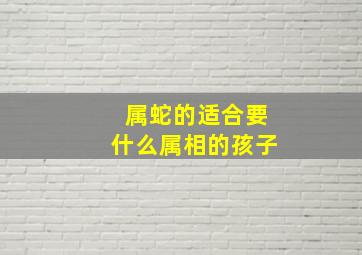 属蛇的适合要什么属相的孩子