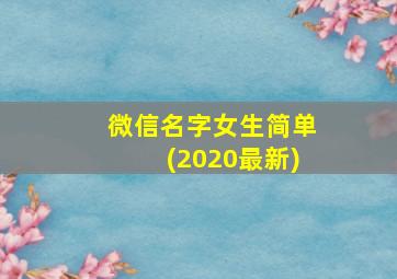 微信名字女生简单(2020最新)