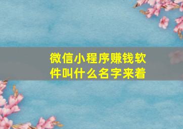 微信小程序赚钱软件叫什么名字来着