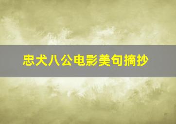 忠犬八公电影美句摘抄