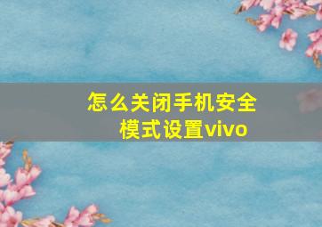 怎么关闭手机安全模式设置vivo