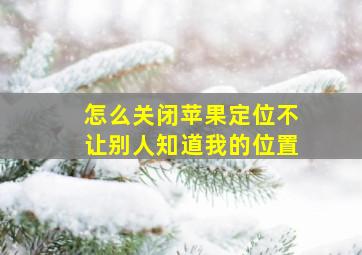 怎么关闭苹果定位不让别人知道我的位置