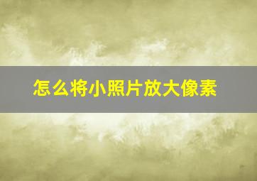 怎么将小照片放大像素