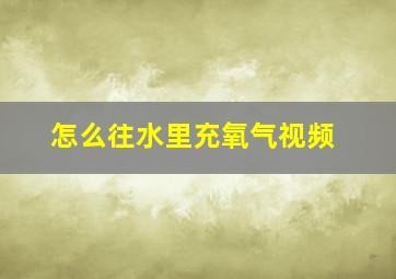 怎么往水里充氧气视频