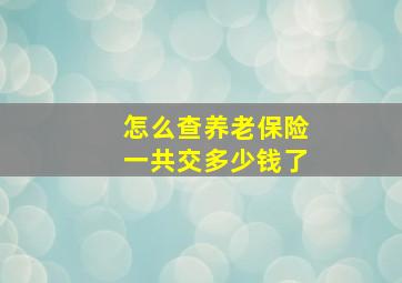 怎么查养老保险一共交多少钱了