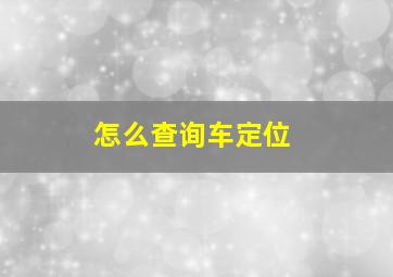 怎么查询车定位