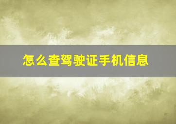 怎么查驾驶证手机信息