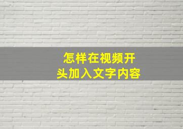 怎样在视频开头加入文字内容