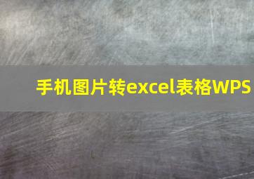 手机图片转excel表格WPS