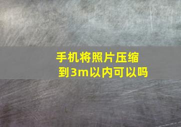 手机将照片压缩到3m以内可以吗