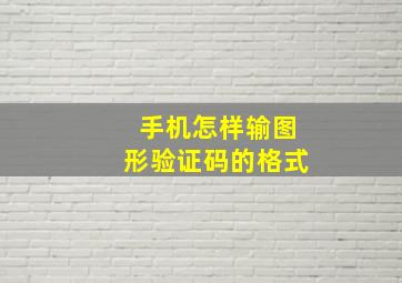 手机怎样输图形验证码的格式