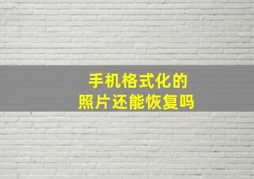 手机格式化的照片还能恢复吗