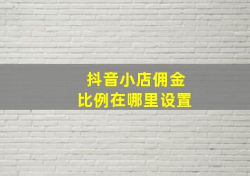 抖音小店佣金比例在哪里设置