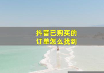 抖音已购买的订单怎么找到