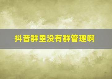 抖音群里没有群管理啊