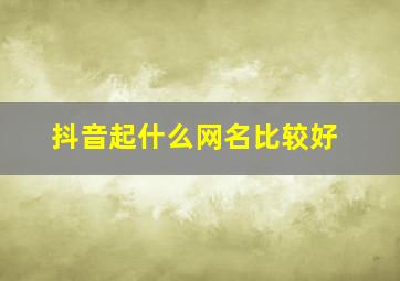 抖音起什么网名比较好