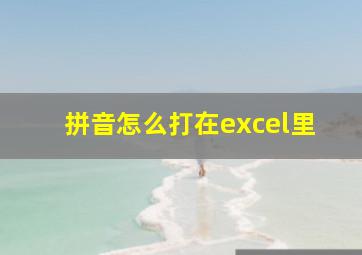 拼音怎么打在excel里