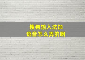 搜狗输入法加语音怎么弄的啊