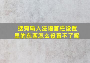 搜狗输入法语言栏设置里的东西怎么设置不了呢