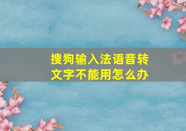 搜狗输入法语音转文字不能用怎么办