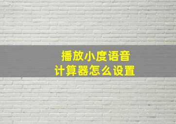 播放小度语音计算器怎么设置