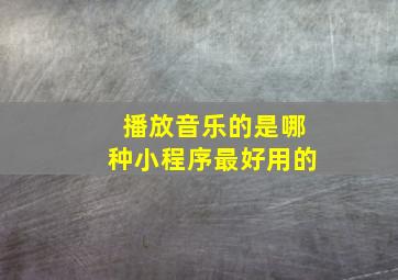 播放音乐的是哪种小程序最好用的