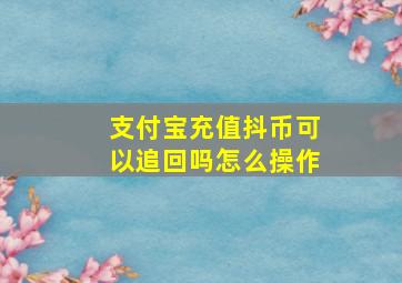 支付宝充值抖币可以追回吗怎么操作